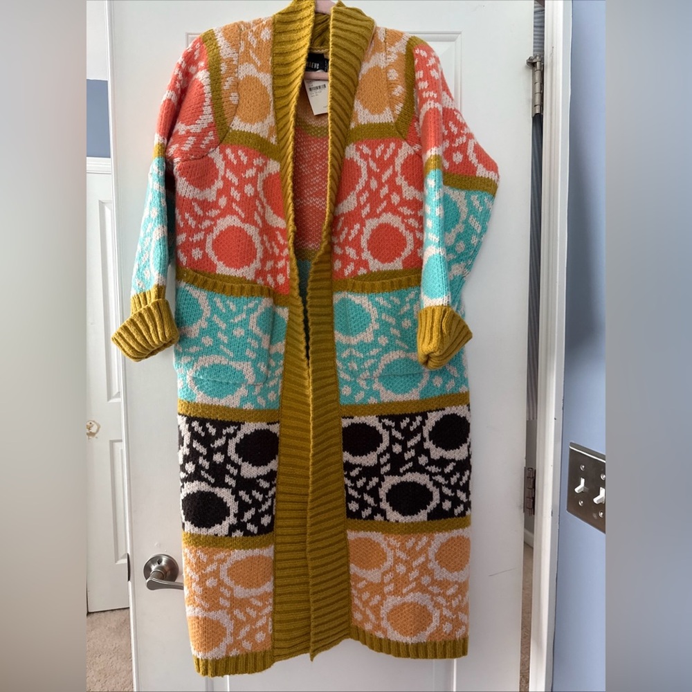 Maeve Yellow and Pink Cardigan Sweater